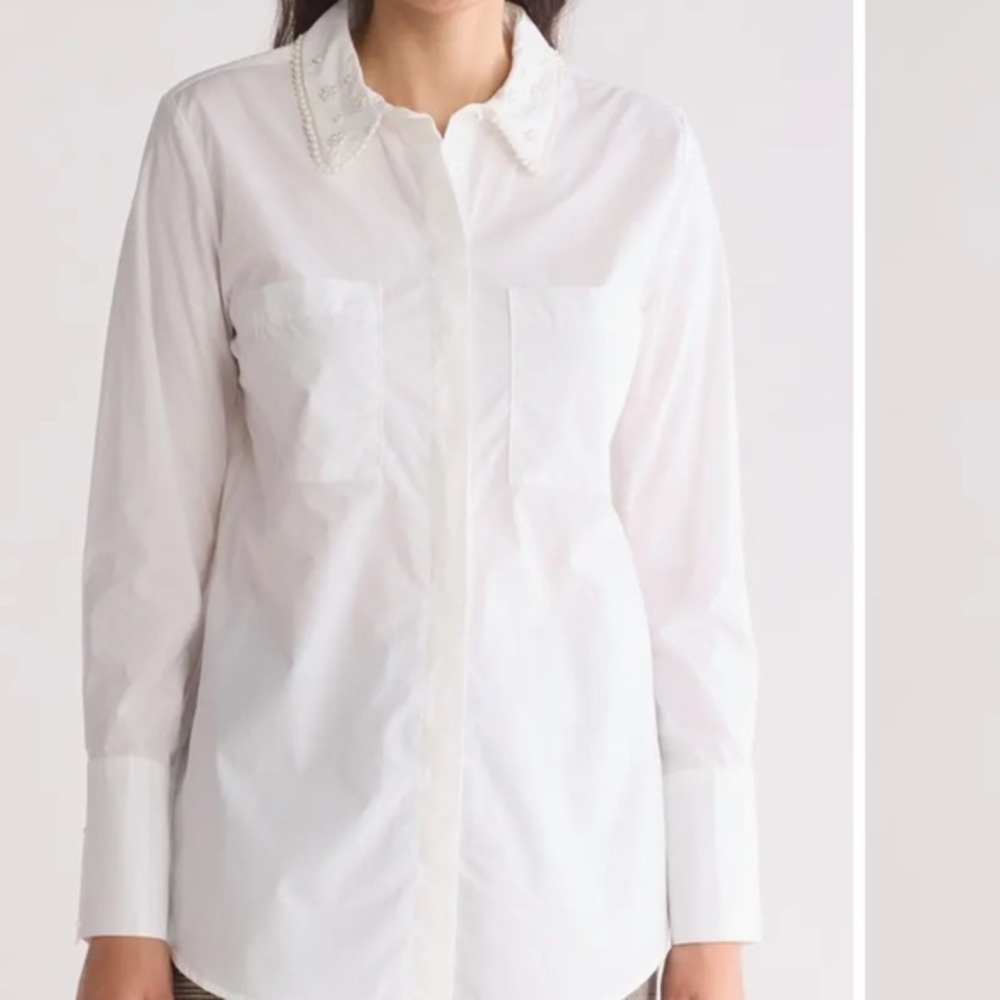 Ellen Tracey Beaded collar shirt